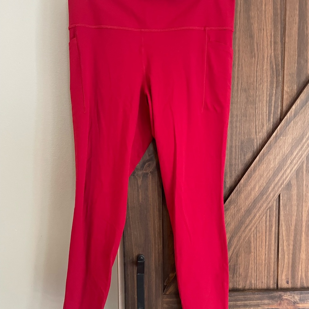 Athleta Red Salutation Leggings Full length